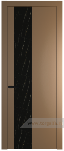Дверь со стеклом ProfilDoors 19PW Неро мрамор с молдингом Черный матовый (Перламутр золото)