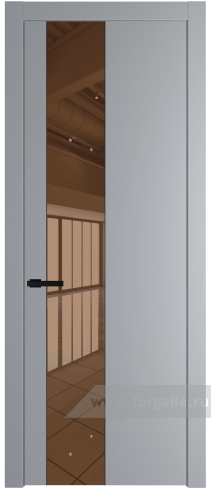 Дверь со стеклом ProfilDoors 19PW Зеркало Bronza с молдингом Черный матовый (Смоки (RAL 870-02))