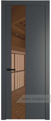 Дверь со стеклом ProfilDoors 19PW Зеркало Bronza с молдингом Черный матовый (Графит (Pantone 425С))