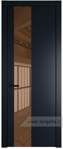 Дверь со стеклом ProfilDoors 19PW Зеркало Bronza с молдингом Черный матовый (Нэви Блу (RAL 7016))