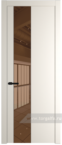 Дверь со стеклом ProfilDoors 19PW Зеркало Bronza с молдингом Черный матовый (Перламутр белый)