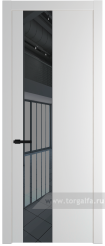Дверь со стеклом ProfilDoors 19PW Зеркало Grey с молдингом Черный матовый (Крем Вайт (RAL 120-02))