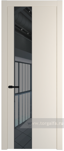 Дверь со стеклом ProfilDoors 19PW Зеркало Grey с молдингом Черный матовый (Кремовая Магнолия (RAL 120-04))