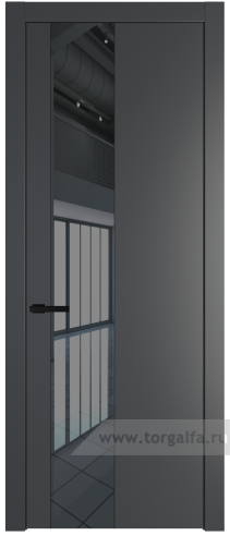 Дверь со стеклом ProfilDoors 19PW Зеркало Grey с молдингом Черный матовый (Графит (Pantone 425С))