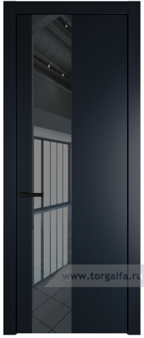 Дверь со стеклом ProfilDoors 19PW Зеркало Grey с молдингом Черный матовый (Нэви Блу (RAL 7016))