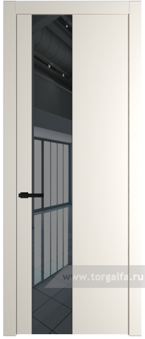 Дверь со стеклом ProfilDoors 19PW Зеркало Grey с молдингом Черный матовый (Перламутр белый)