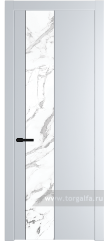 Дверь со стеклом ProfilDoors 19PW Нефи белый узор серебро с молдингом Черный матовый (Вайт (RAL 110 96 02))
