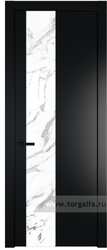 Дверь со стеклом ProfilDoors 19PW Нефи белый узор серебро с молдингом Черный матовый (Блэк)