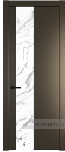 Дверь со стеклом ProfilDoors 19PW Нефи белый узор серебро с молдингом Черный матовый (Перламутр бронза)