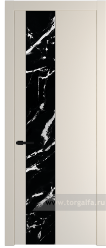 Дверь со стеклом ProfilDoors 19PW Нефи черный узор серебро с молдингом Черный матовый (Кремовая Магнолия (RAL 120-04))