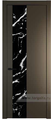 Дверь со стеклом ProfilDoors 19PW Нефи черный узор серебро с молдингом Черный матовый (Перламутр бронза)