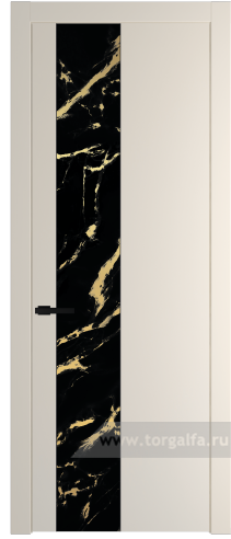 Дверь со стеклом ProfilDoors 19PW Нефи черный узор золото с молдингом Черный матовый (Кремовая Магнолия (RAL 120-04))