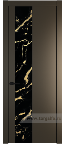 Дверь со стеклом ProfilDoors 19PW Нефи черный узор золото с молдингом Черный матовый (Перламутр бронза)