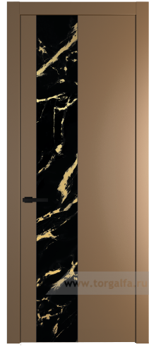 Дверь со стеклом ProfilDoors 19PW Нефи черный узор золото с молдингом Черный матовый (Перламутр золото)