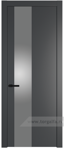 Дверь со стеклом ProfilDoors 19PW Lacobel Серебряный лак с молдингом Черный матовый (Графит (Pantone 425С))