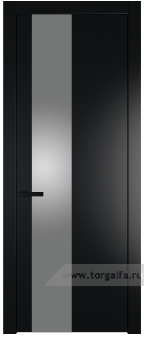 Дверь со стеклом ProfilDoors 19PW Lacobel Серебряный лак с молдингом Черный матовый (Блэк)