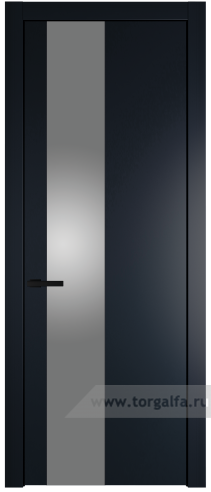 Дверь со стеклом ProfilDoors 19PW Lacobel Серебряный лак с молдингом Черный матовый (Нэви Блу (RAL 7016))