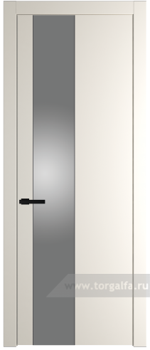 Дверь со стеклом ProfilDoors 19PW Lacobel Серебряный лак с молдингом Черный матовый (Перламутр белый)