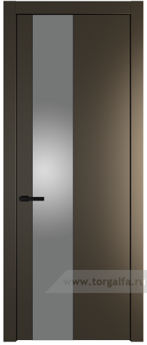 Дверь со стеклом ProfilDoors 19PW Lacobel Серебряный лак с молдингом Черный матовый (Перламутр бронза)