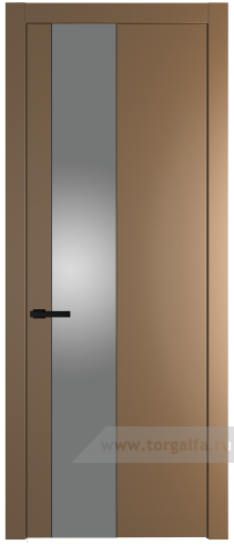 Дверь со стеклом ProfilDoors 19PW Lacobel Серебряный лак с молдингом Черный матовый (Перламутр золото)