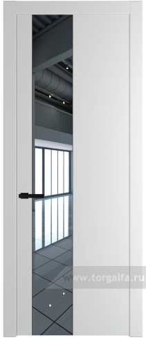 Дверь со стеклом ProfilDoors 19PW Зеркало с молдингом Черный матовый (Крем Вайт (RAL 120-02))