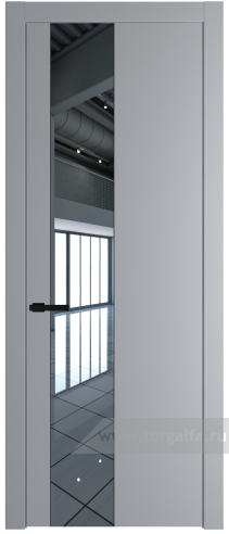 Дверь со стеклом ProfilDoors 19PW Зеркало с молдингом Черный матовый (Смоки (RAL 870-02))