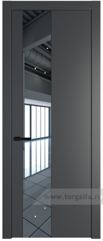 Дверь со стеклом ProfilDoors 19PW Зеркало с молдингом Черный матовый (Графит (Pantone 425С))