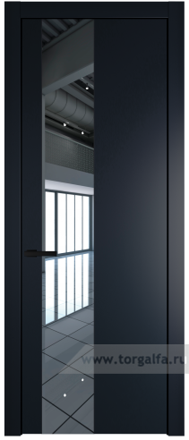 Дверь со стеклом ProfilDoors 19PW Зеркало с молдингом Черный матовый (Нэви Блу (RAL 7016))