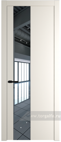Дверь со стеклом ProfilDoors 19PW Зеркало с молдингом Черный матовый (Перламутр белый)