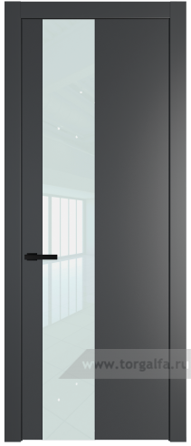 Дверь со стеклом ProfilDoors 19PW Lacobel Белый лак с молдингом Черный матовый (Графит (Pantone 425С))