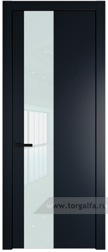 Дверь со стеклом ProfilDoors 19PW Lacobel Белый лак с молдингом Черный матовый (Нэви Блу (RAL 7016))