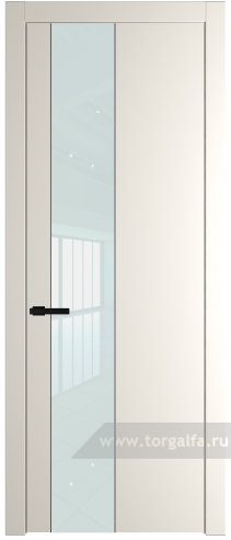 Дверь со стеклом ProfilDoors 19PW Lacobel Белый лак с молдингом Черный матовый (Перламутр белый)