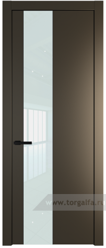 Дверь со стеклом ProfilDoors 19PW Lacobel Белый лак с молдингом Черный матовый (Перламутр бронза)
