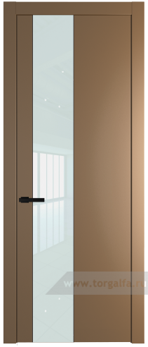 Дверь со стеклом ProfilDoors 19PW Lacobel Белый лак с молдингом Черный матовый (Перламутр золото)