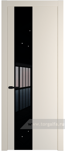 Дверь со стеклом ProfilDoors 19PW Lacobel Черный лак с молдингом Черный матовый (Кремовая Магнолия (RAL 120-04))