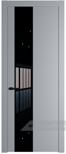 Дверь со стеклом ProfilDoors 19PW Lacobel Черный лак с молдингом Черный матовый (Смоки (RAL 870-02))