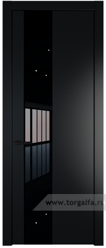 Дверь со стеклом ProfilDoors 19PW Lacobel Черный лак с молдингом Черный матовый (Блэк)