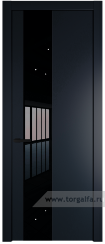 Дверь со стеклом ProfilDoors 19PW Lacobel Черный лак с молдингом Черный матовый (Нэви Блу (RAL 7016))
