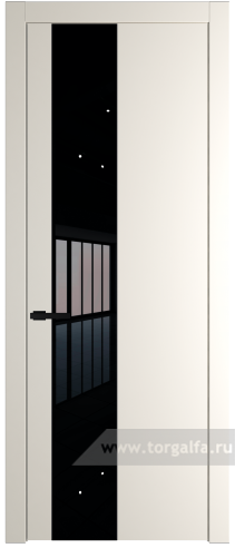 Дверь со стеклом ProfilDoors 19PW Lacobel Черный лак с молдингом Черный матовый (Перламутр белый)