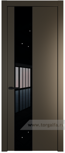 Дверь со стеклом ProfilDoors 19PW Lacobel Черный лак с молдингом Черный матовый (Перламутр бронза)