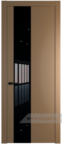 Дверь со стеклом ProfilDoors 19PW Lacobel Черный лак с молдингом Черный матовый (Перламутр золото)
