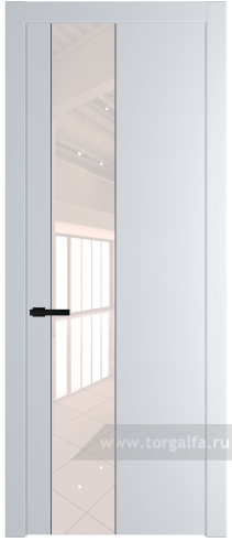 Дверь со стеклом ProfilDoors 19PW Lacobel Перламутровый лак с молдингом Черный матовый (Вайт (RAL 110 96 02))