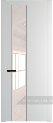 Дверь со стеклом ProfilDoors 19PW Lacobel Перламутровый лак с молдингом Черный матовый (Крем Вайт (RAL 120-02))