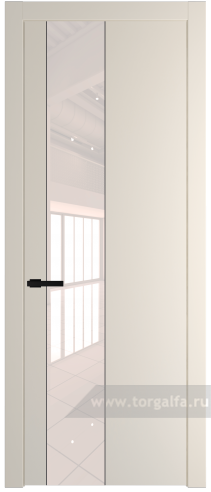 Дверь со стеклом ProfilDoors 19PW Lacobel Перламутровый лак с молдингом Черный матовый (Кремовая Магнолия (RAL 120-04))