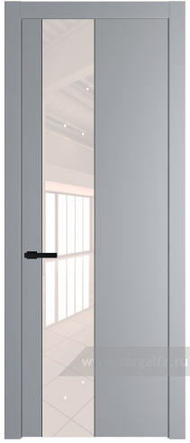 Дверь со стеклом ProfilDoors 19PW Lacobel Перламутровый лак с молдингом Черный матовый (Смоки (RAL 870-02))
