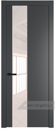 Дверь со стеклом ProfilDoors 19PW Lacobel Перламутровый лак с молдингом Черный матовый (Графит (Pantone 425С))