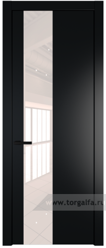 Дверь со стеклом ProfilDoors 19PW Lacobel Перламутровый лак с молдингом Черный матовый (Блэк)
