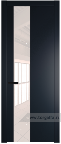 Дверь со стеклом ProfilDoors 19PW Lacobel Перламутровый лак с молдингом Черный матовый (Нэви Блу (RAL 7016))