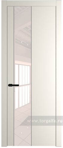 Дверь со стеклом ProfilDoors 19PW Lacobel Перламутровый лак с молдингом Черный матовый (Перламутр белый)