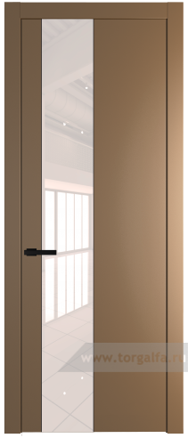 Дверь со стеклом ProfilDoors 19PW Lacobel Перламутровый лак с молдингом Черный матовый (Перламутр золото)